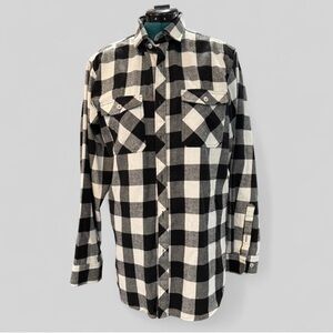 Black and White Plaid Button-Up Shirt